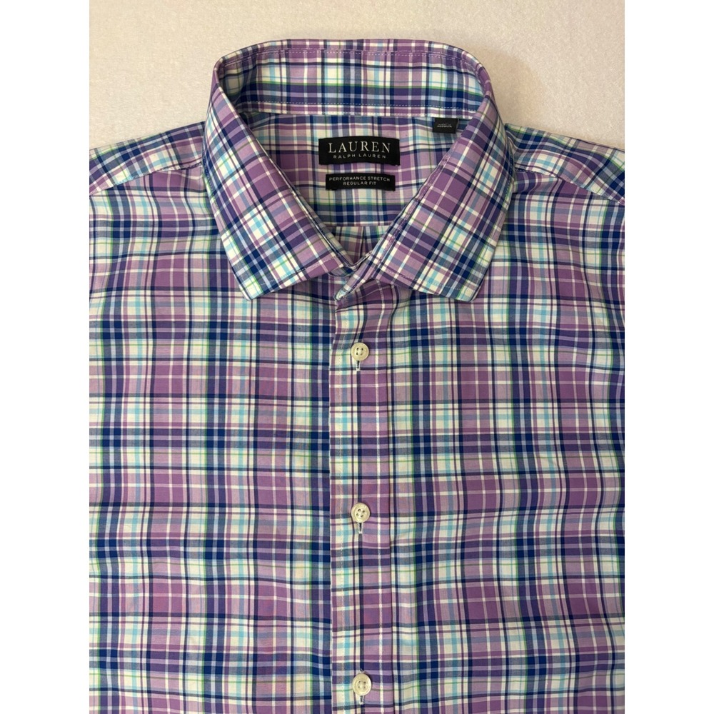 Lauren Ralph Lauren Mens XL Regular Fit Performance Stretch Plaid Shirt Purple